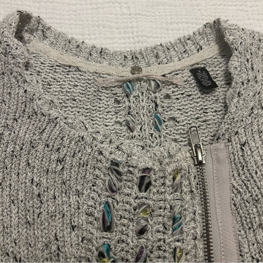 Anthropologie Knitted & Knotted Textured Zip Front Long Sleeve Sweater S Small - Picture 5 of 12